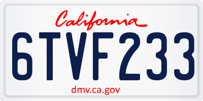 CA license plate 6TVF233