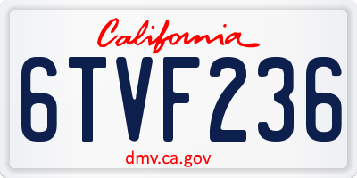 CA license plate 6TVF236
