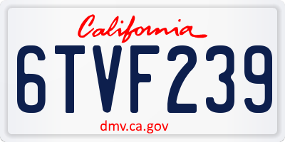CA license plate 6TVF239