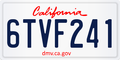 CA license plate 6TVF241