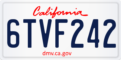 CA license plate 6TVF242