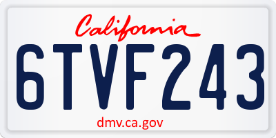 CA license plate 6TVF243