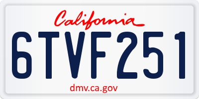 CA license plate 6TVF251