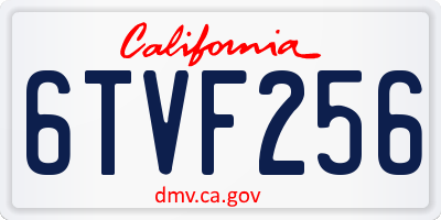 CA license plate 6TVF256