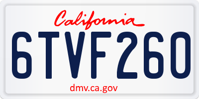 CA license plate 6TVF260