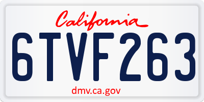 CA license plate 6TVF263