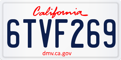 CA license plate 6TVF269