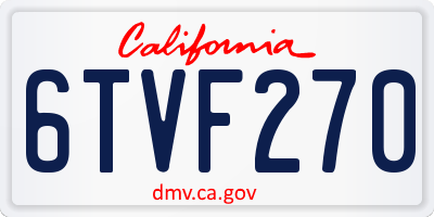 CA license plate 6TVF270