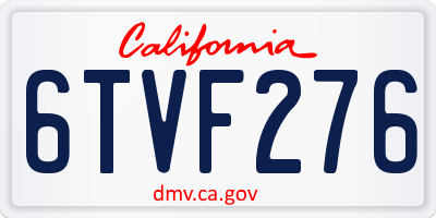 CA license plate 6TVF276