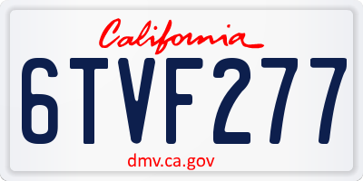 CA license plate 6TVF277