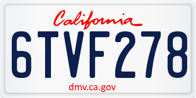 CA license plate 6TVF278