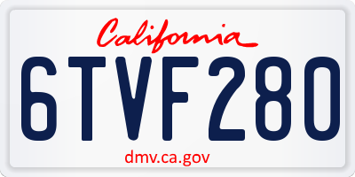 CA license plate 6TVF280