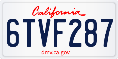 CA license plate 6TVF287
