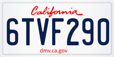 CA license plate 6TVF290