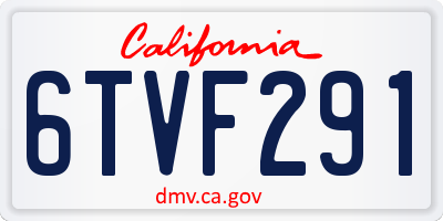 CA license plate 6TVF291
