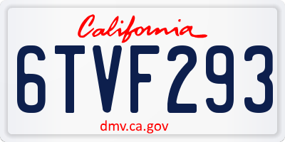 CA license plate 6TVF293