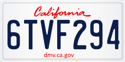 CA license plate 6TVF294