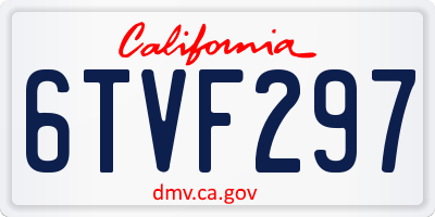CA license plate 6TVF297