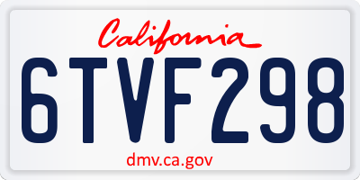 CA license plate 6TVF298