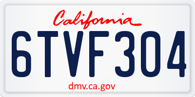 CA license plate 6TVF304