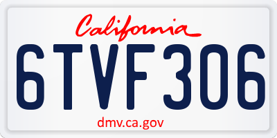 CA license plate 6TVF306