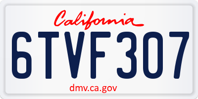 CA license plate 6TVF307