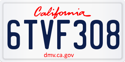 CA license plate 6TVF308