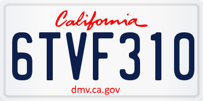 CA license plate 6TVF310