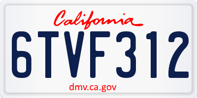 CA license plate 6TVF312