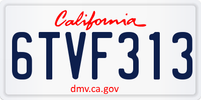 CA license plate 6TVF313