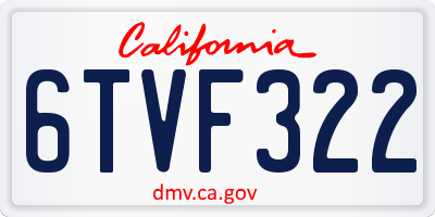 CA license plate 6TVF322