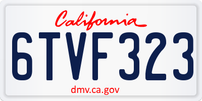 CA license plate 6TVF323