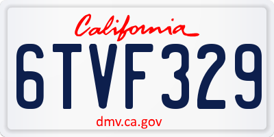 CA license plate 6TVF329
