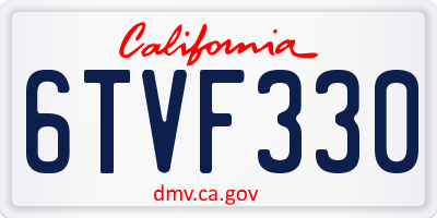 CA license plate 6TVF330