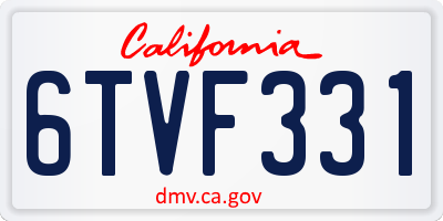CA license plate 6TVF331