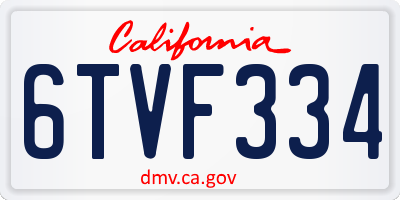 CA license plate 6TVF334