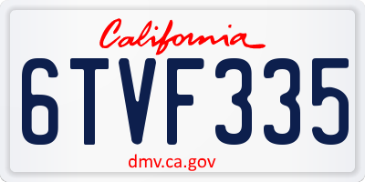 CA license plate 6TVF335