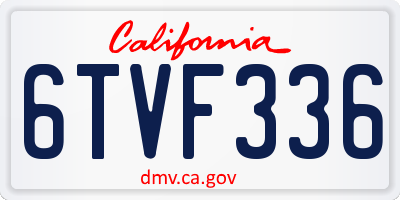 CA license plate 6TVF336