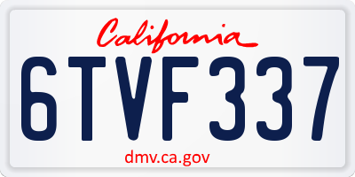 CA license plate 6TVF337