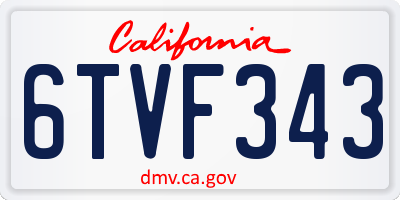 CA license plate 6TVF343