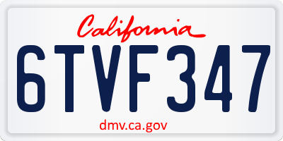 CA license plate 6TVF347