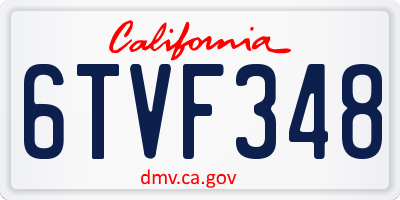 CA license plate 6TVF348