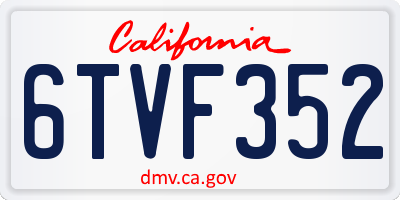 CA license plate 6TVF352