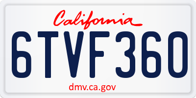 CA license plate 6TVF360