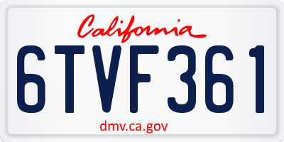 CA license plate 6TVF361