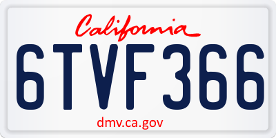 CA license plate 6TVF366