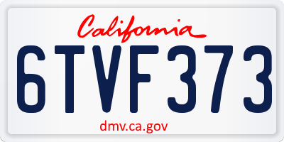 CA license plate 6TVF373