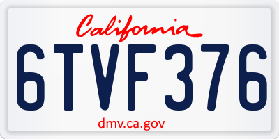 CA license plate 6TVF376