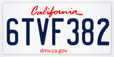 CA license plate 6TVF382
