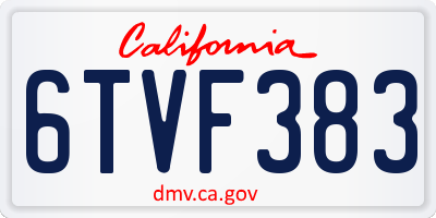 CA license plate 6TVF383